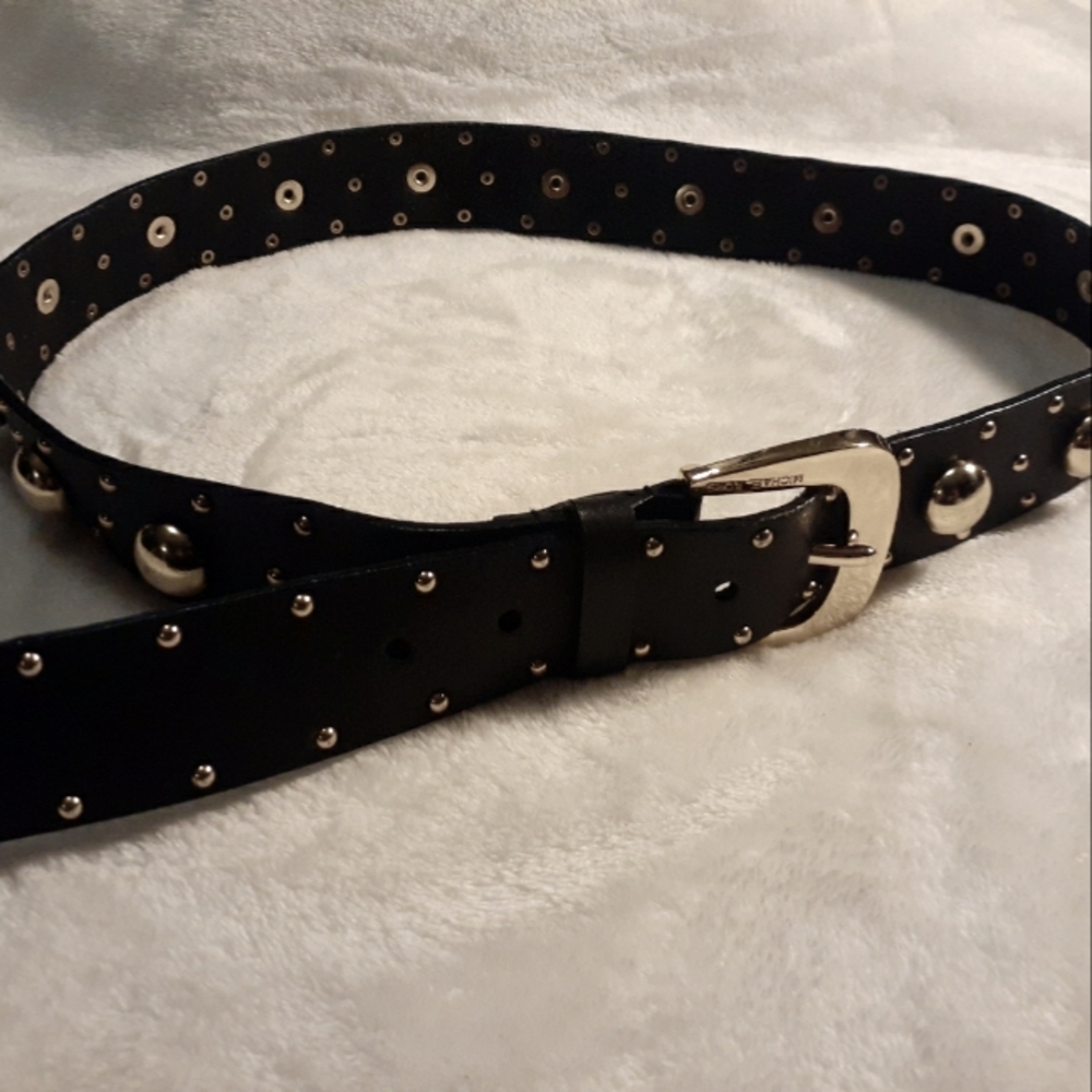 Michael kors genuine leather studded black belt